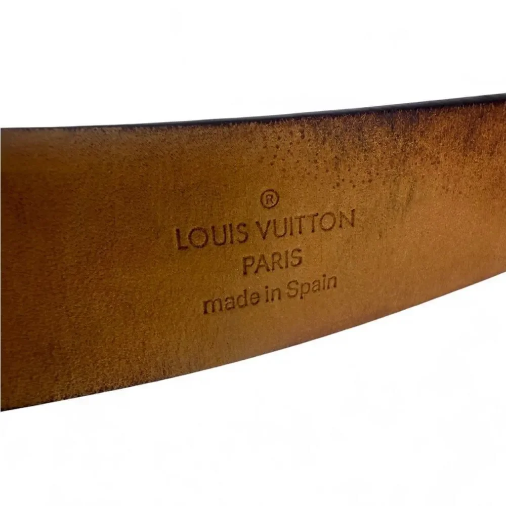 LOUIS VUITTON Gold and Brown LV Monogram Women's Belt